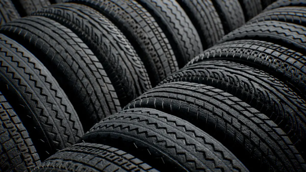 Rows of inspected tires